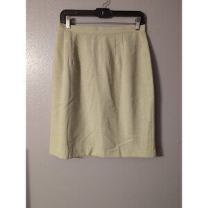Vintage Isaac Hazan Green Pencil Lined Skirt Size 12 Back Zip